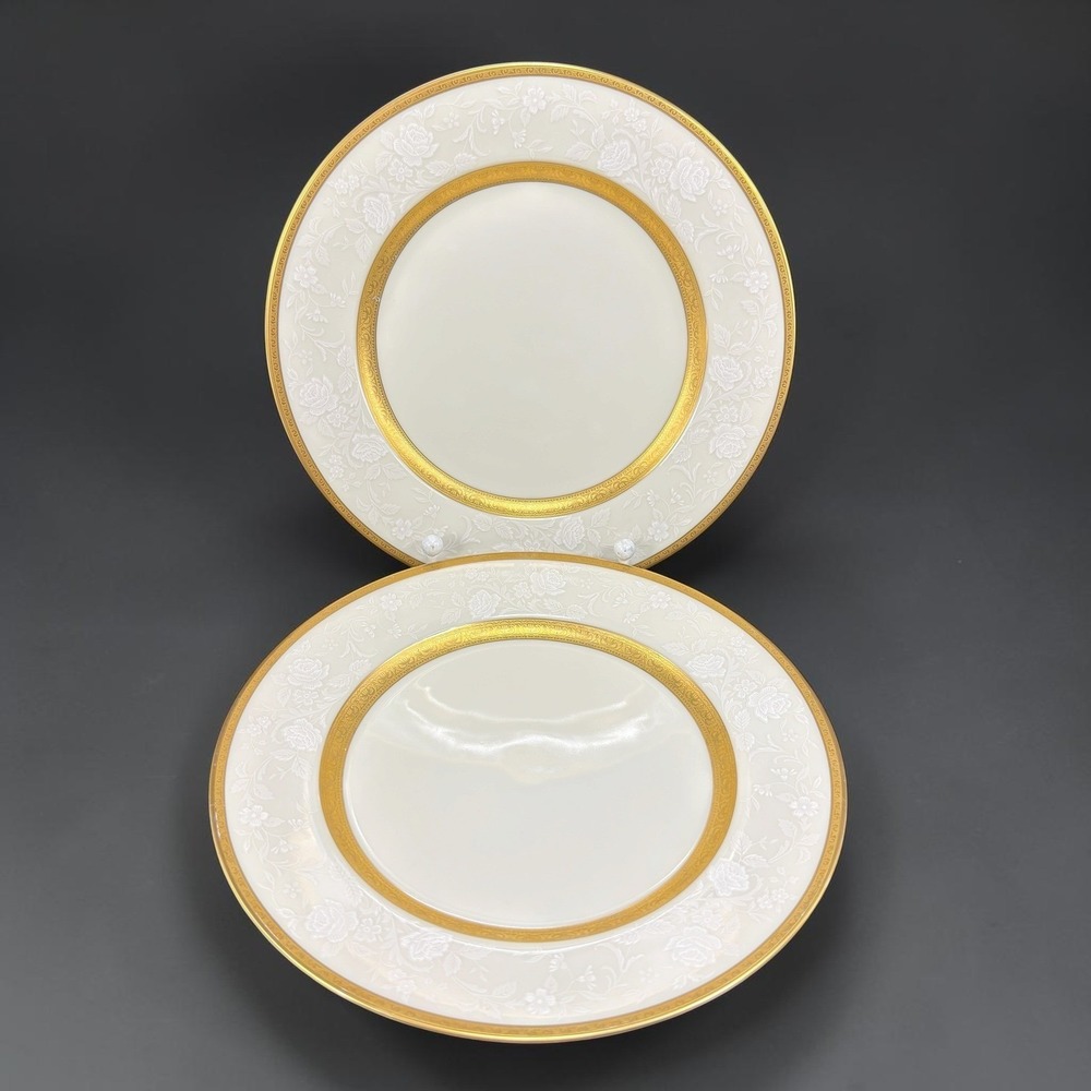 Mikasa Antique Lace Dishes Plates Gold Trim‎ Fine China Japan Set of 2 VTG 7.5"